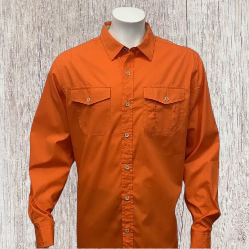 NEW Rocawear Orange Classic Oxford Button Up Long Sleeve Dress Shirt Size 2XL